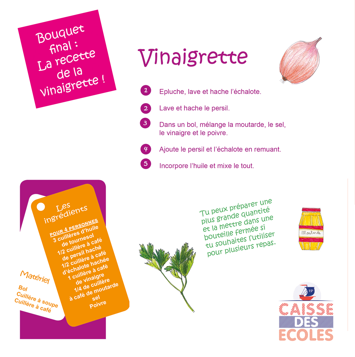 La recette de la vinaigrette Caisse des Ecoles Paris 15e